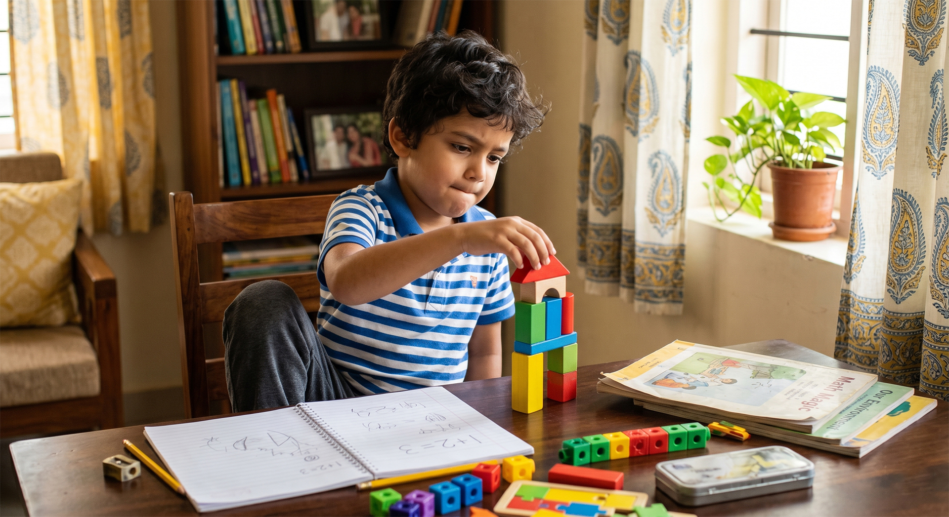 Kid doing stacking actvities