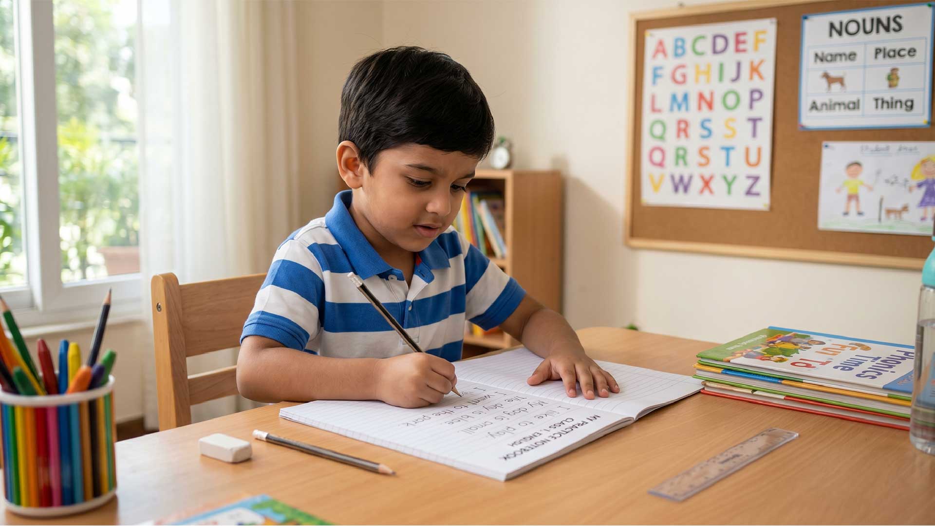 Kid Practiciing writing