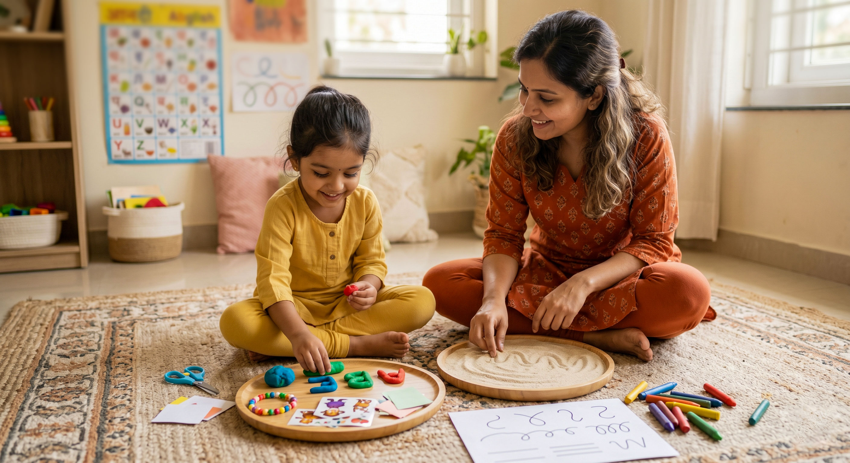 Kids doing writing activities