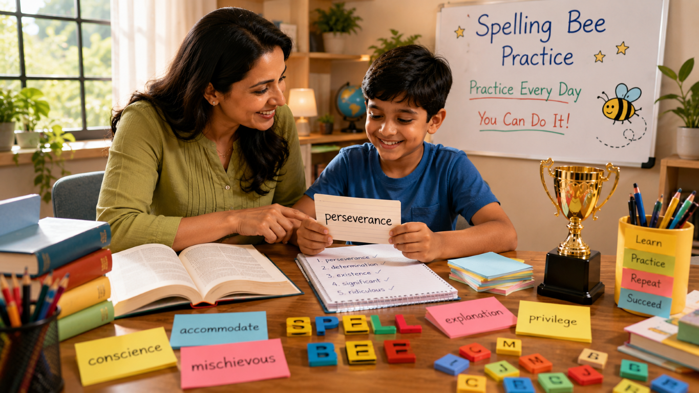 a child learning spell bee