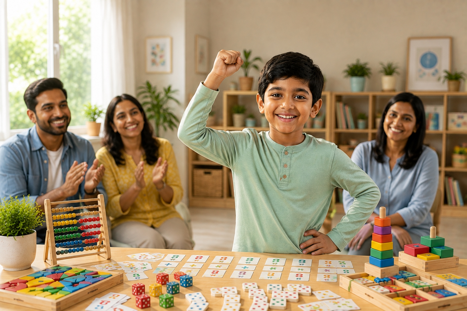 Boy Celebrates Learning Success