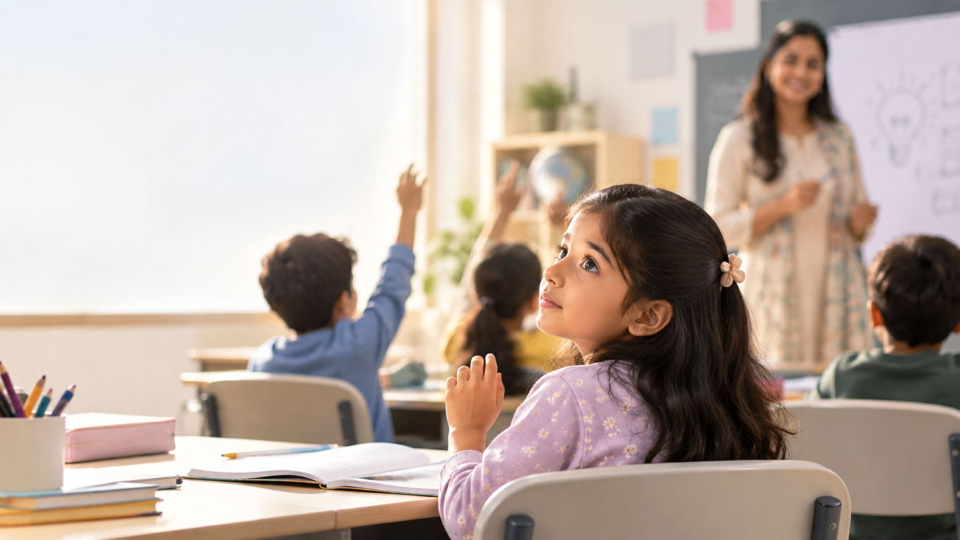 Curious Student in a Warm Classroom